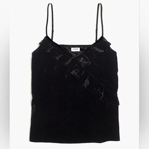 J Crew Black Velvet Ruffle Cami